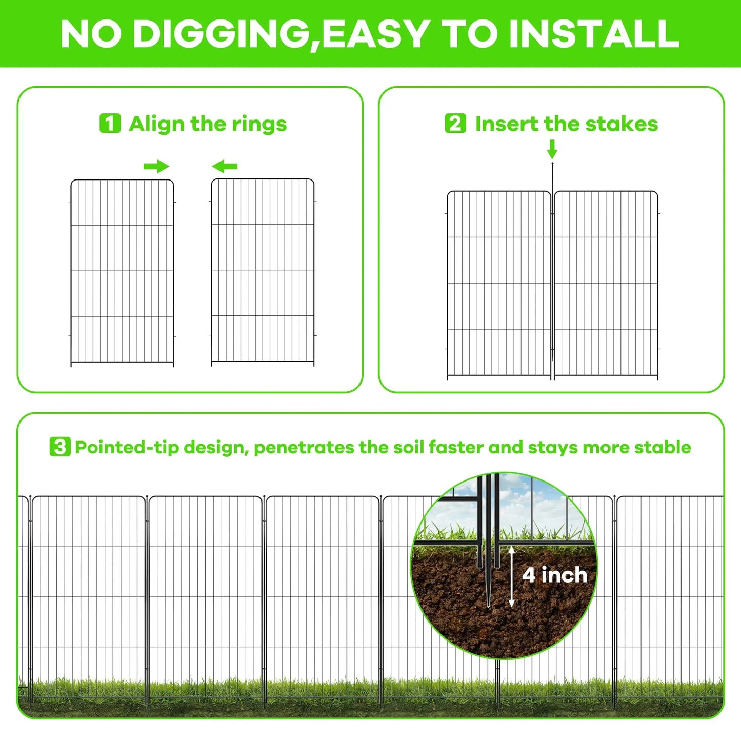 Garden Fence No Dig Metal Barrier For Yard And Pets