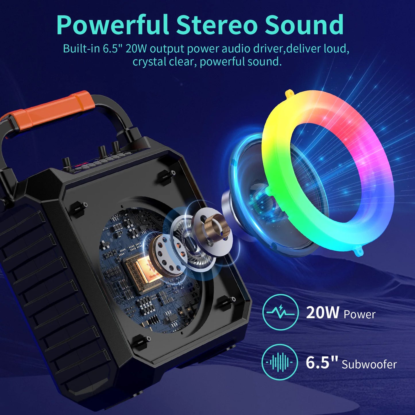 FanFun T17-T Wireless Bluetooth Karaoke Speaker With LED Lights