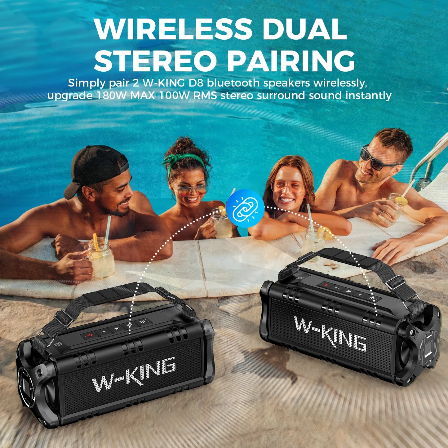 W-King D8 Bluetooth Speaker 50W RMS IPX6 Waterproof