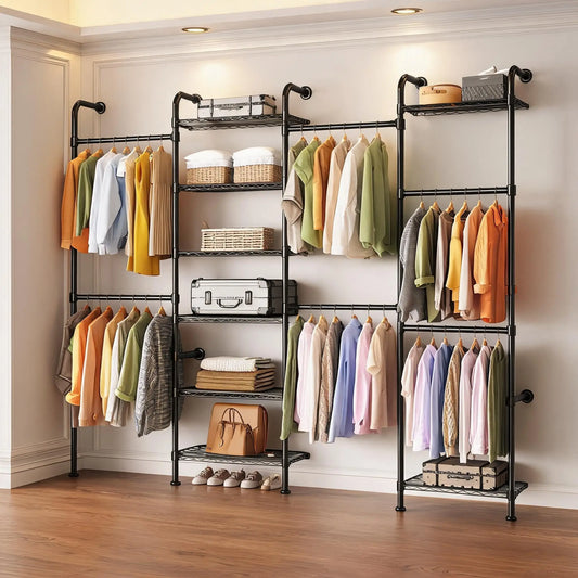 Studyset Carbon Steel Wall Mounted Pipe Closet System With Expandable Rods