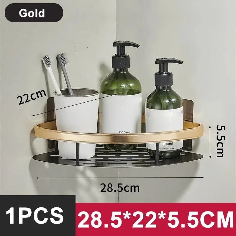 Aluminum Alloy Shower Shelf Wall Mounted No Drill