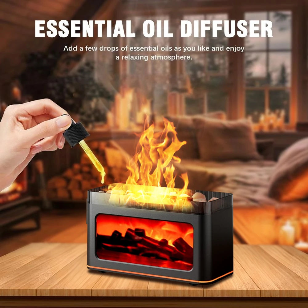 Simulated Flame Aromatherapy Diffuser And Essential Oil Humidifier With Remote