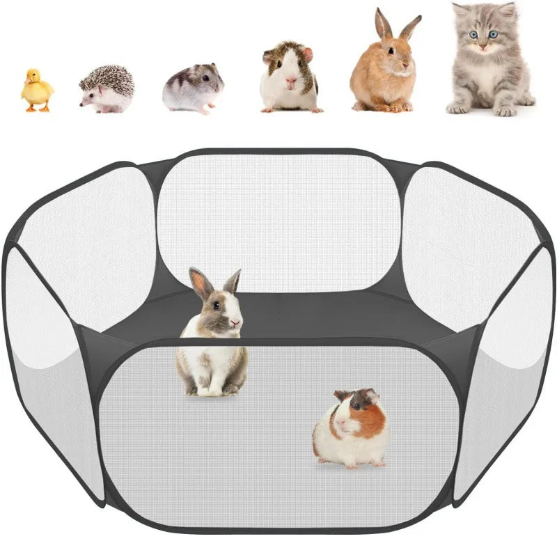 Foldable Transparent Pet Cage Playpen For Dogs Cats And Rabbits