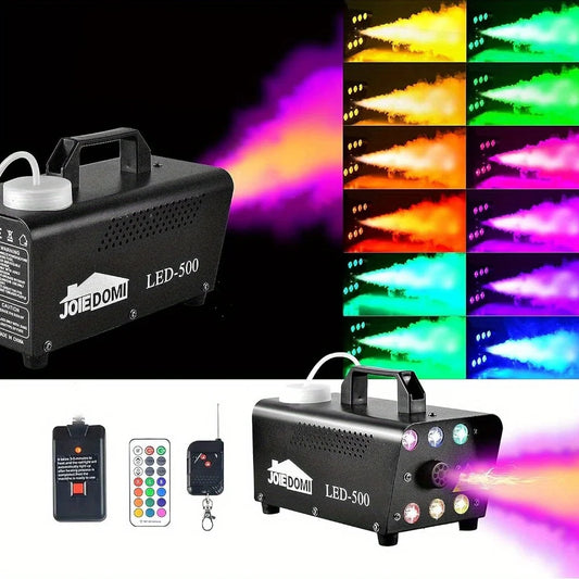 Fog Machine with 13 Colors 500W Halloween Smoke Machine with 6 LED Lights & Wireless Remote Control for Halloween Parties, Decoration, Wedding and Christmas, DJ Stage, Indoor