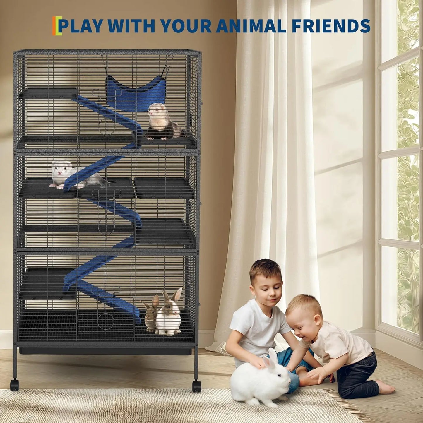 Multi Level Bird Cage With Rolling Stand For Parrots And Small Pets