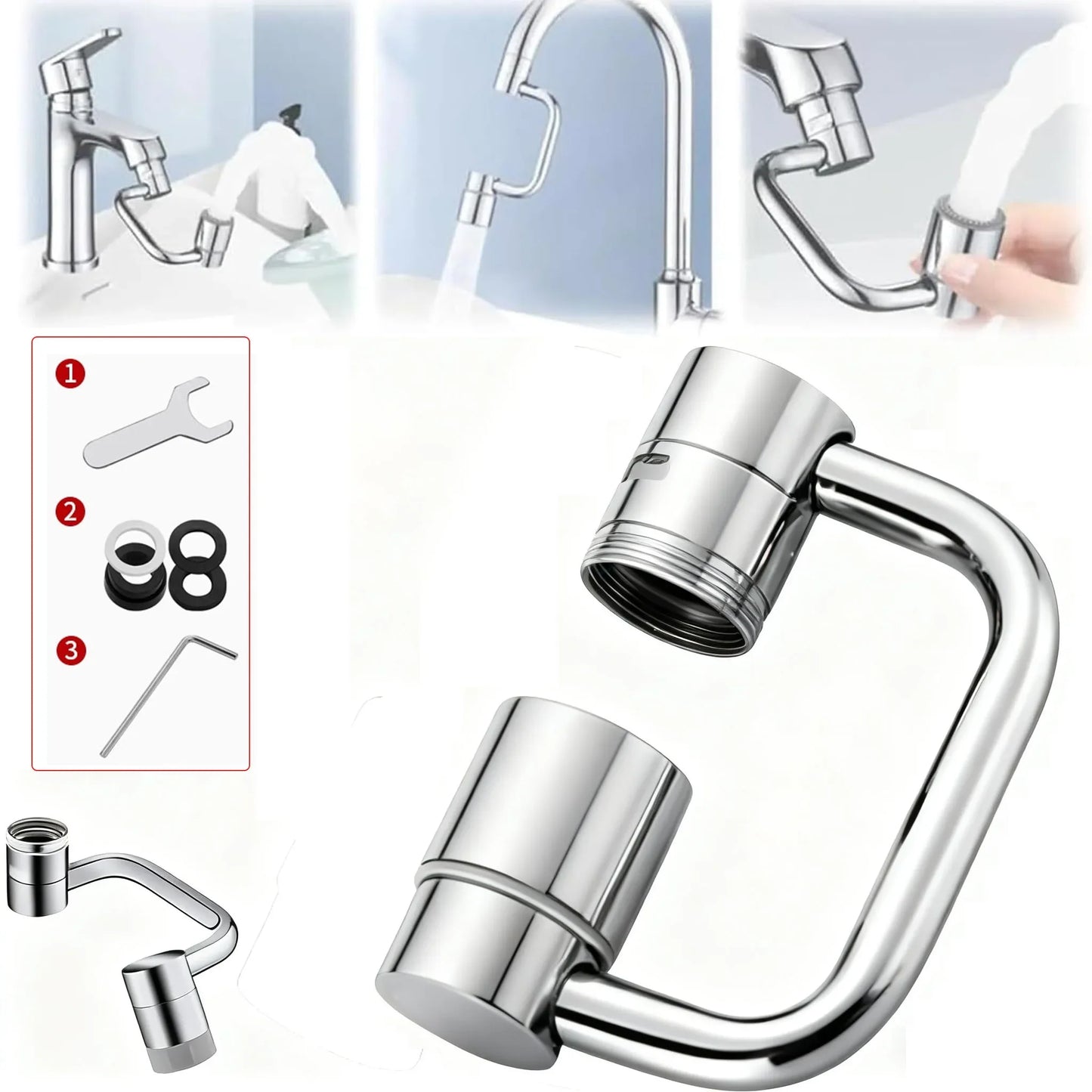 1080 Degree Swivel Faucet Extender With Dual Mode Aerator