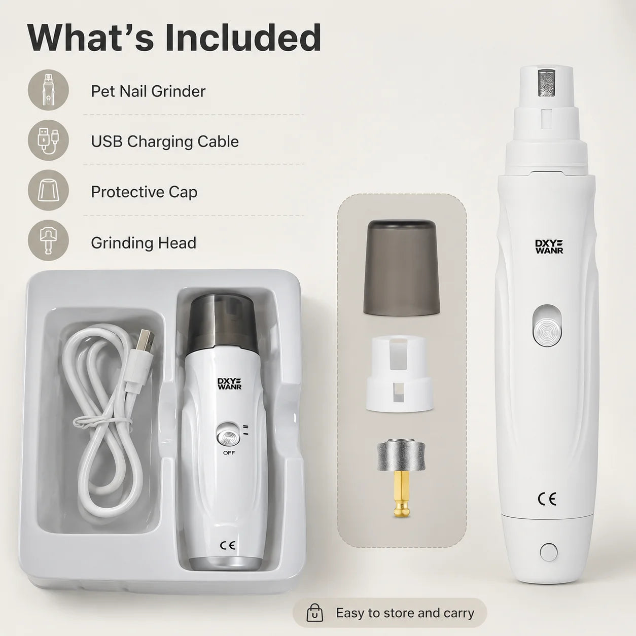 USB Rechargeable Electric Pet Nail Grinder For Dogs And Cats