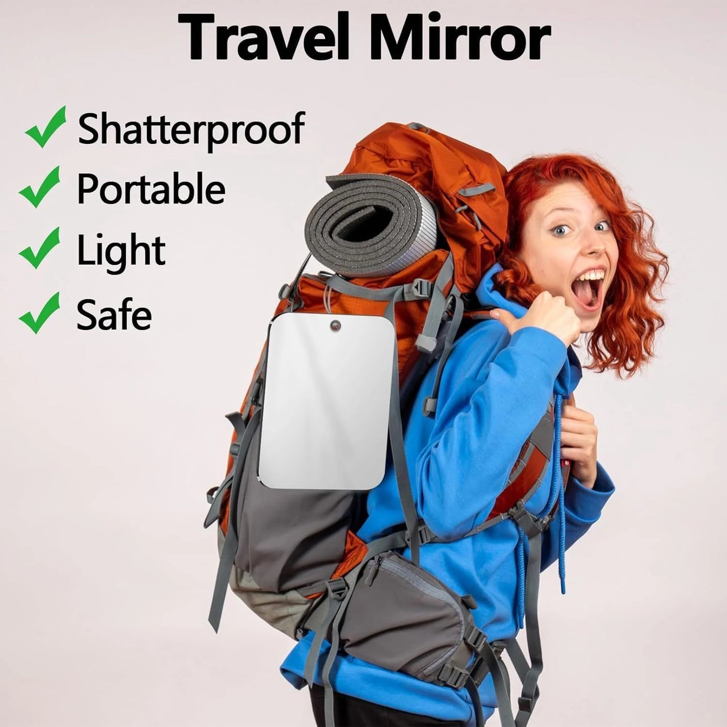 Acrylic Suction Shower Mirror With Razor Holder For Travel Bathroom