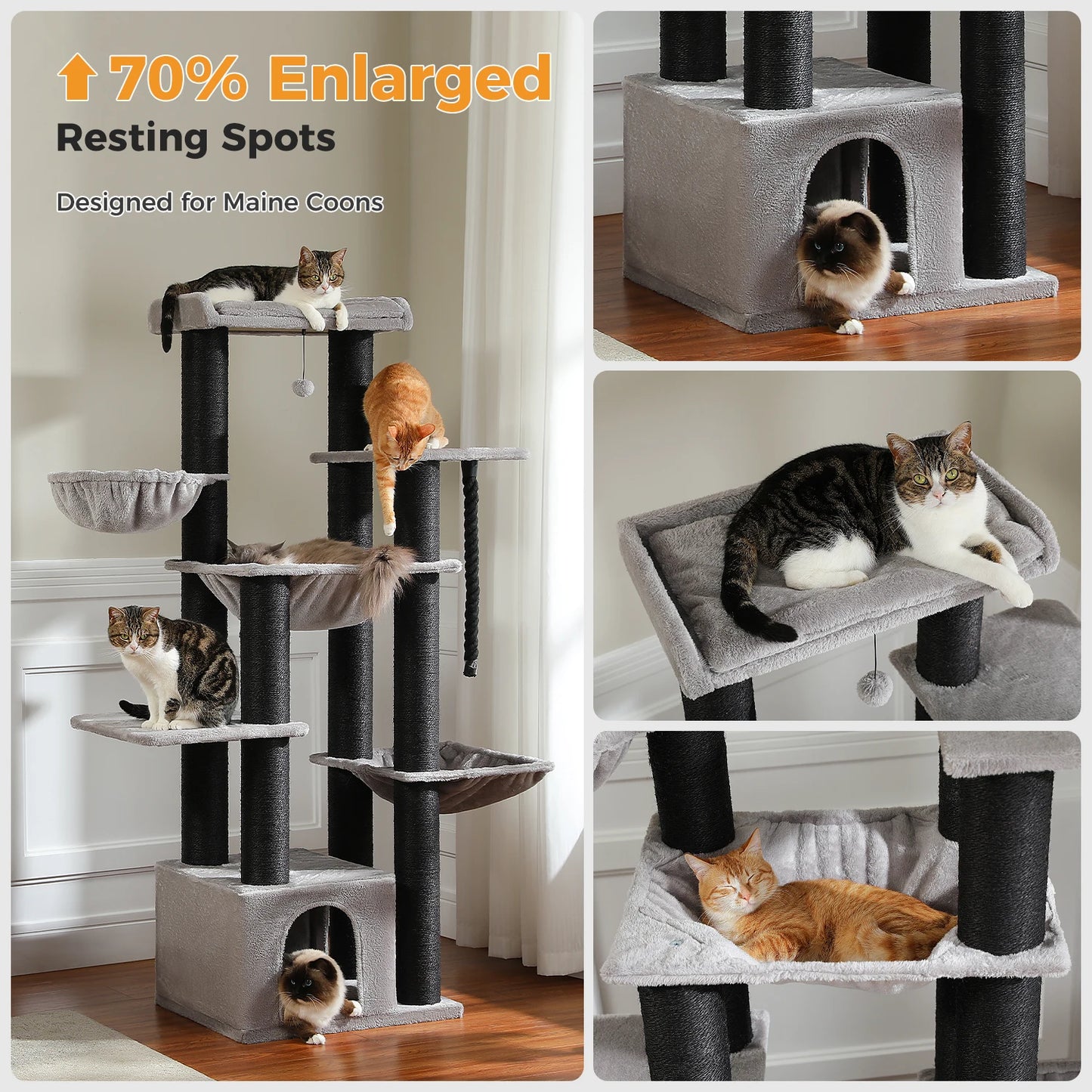 PAWZ Road Large Cat Tree With Multi Levels And Hammock