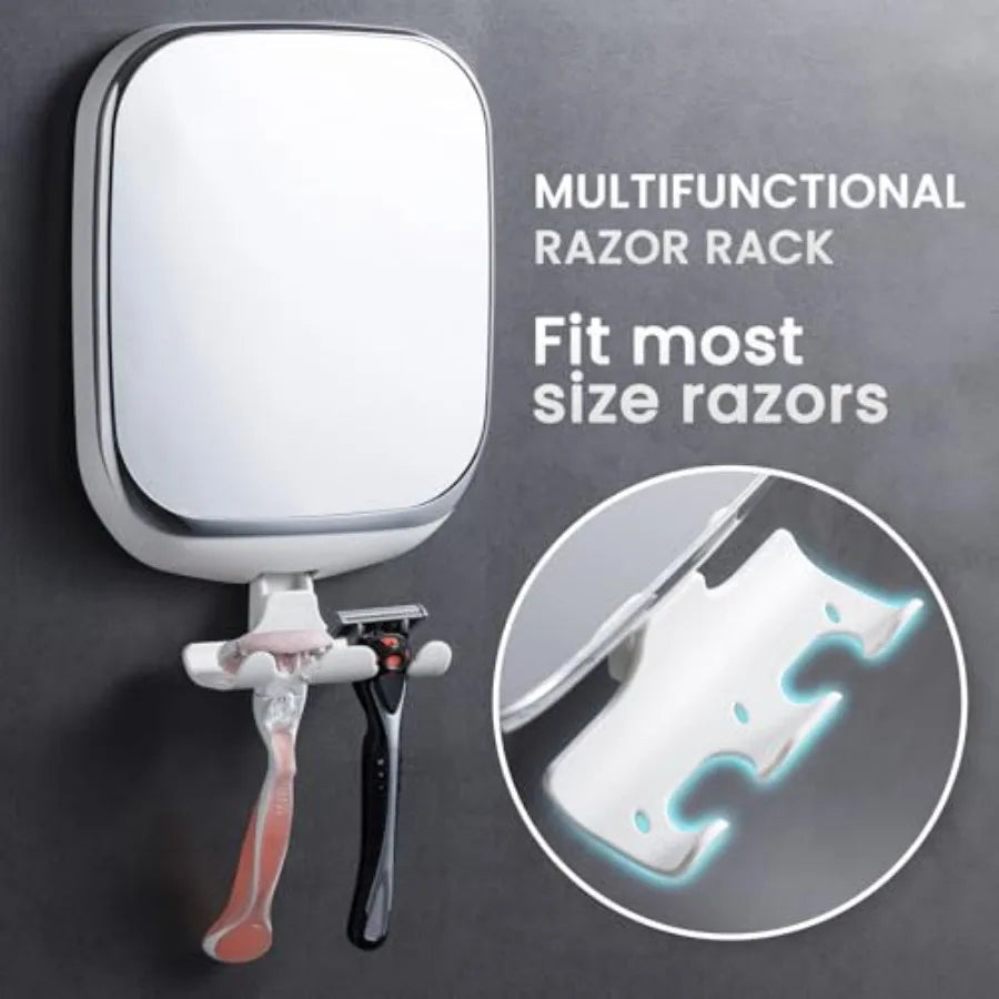 Fogless Shower Mirror With Razor Holder No Drill Removable