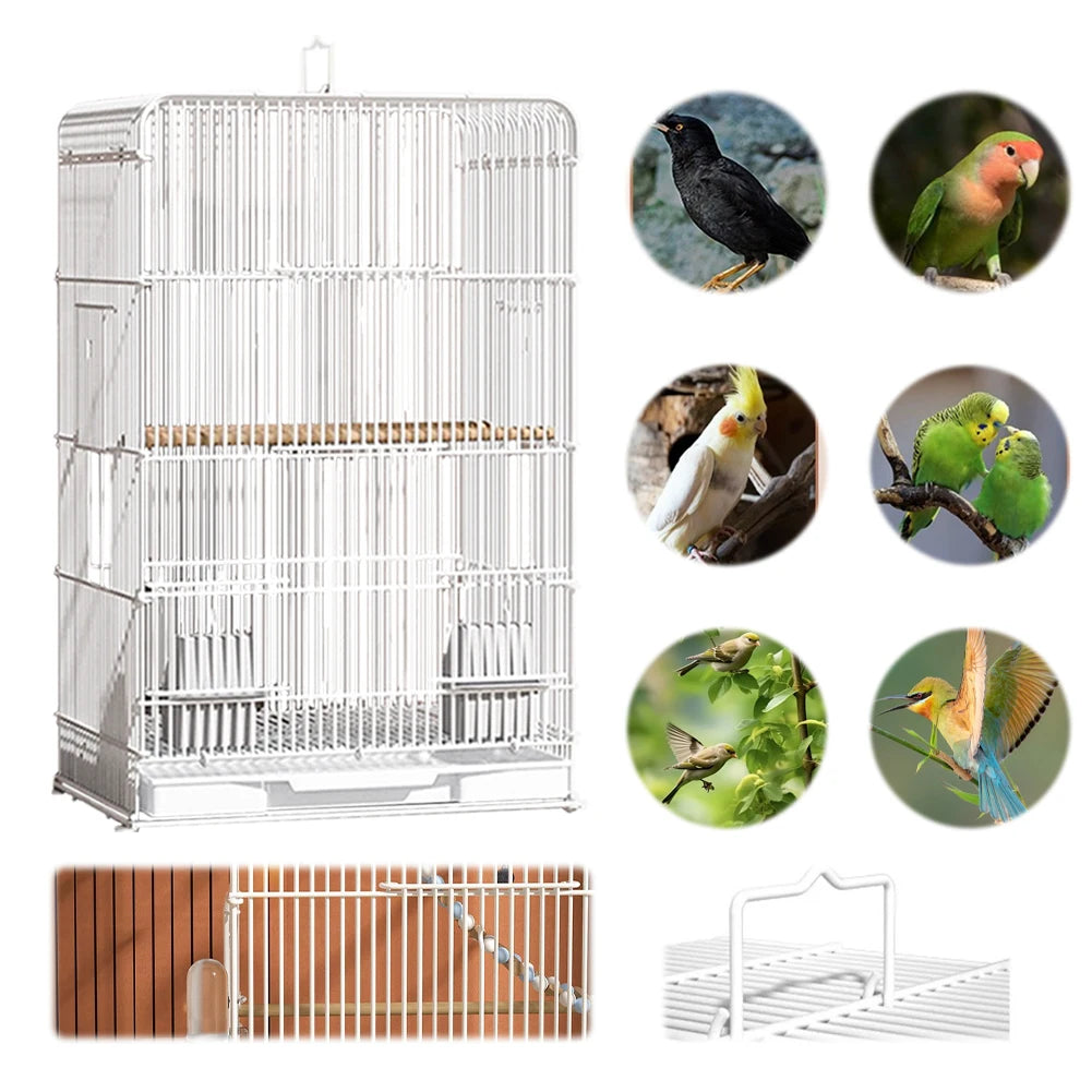 Shunmaii Lightweight Wrought Iron Bird Cage With Removable Tray