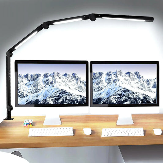 LED Desk Lamp With Clamp And Flexible Swing Arm Dimmable