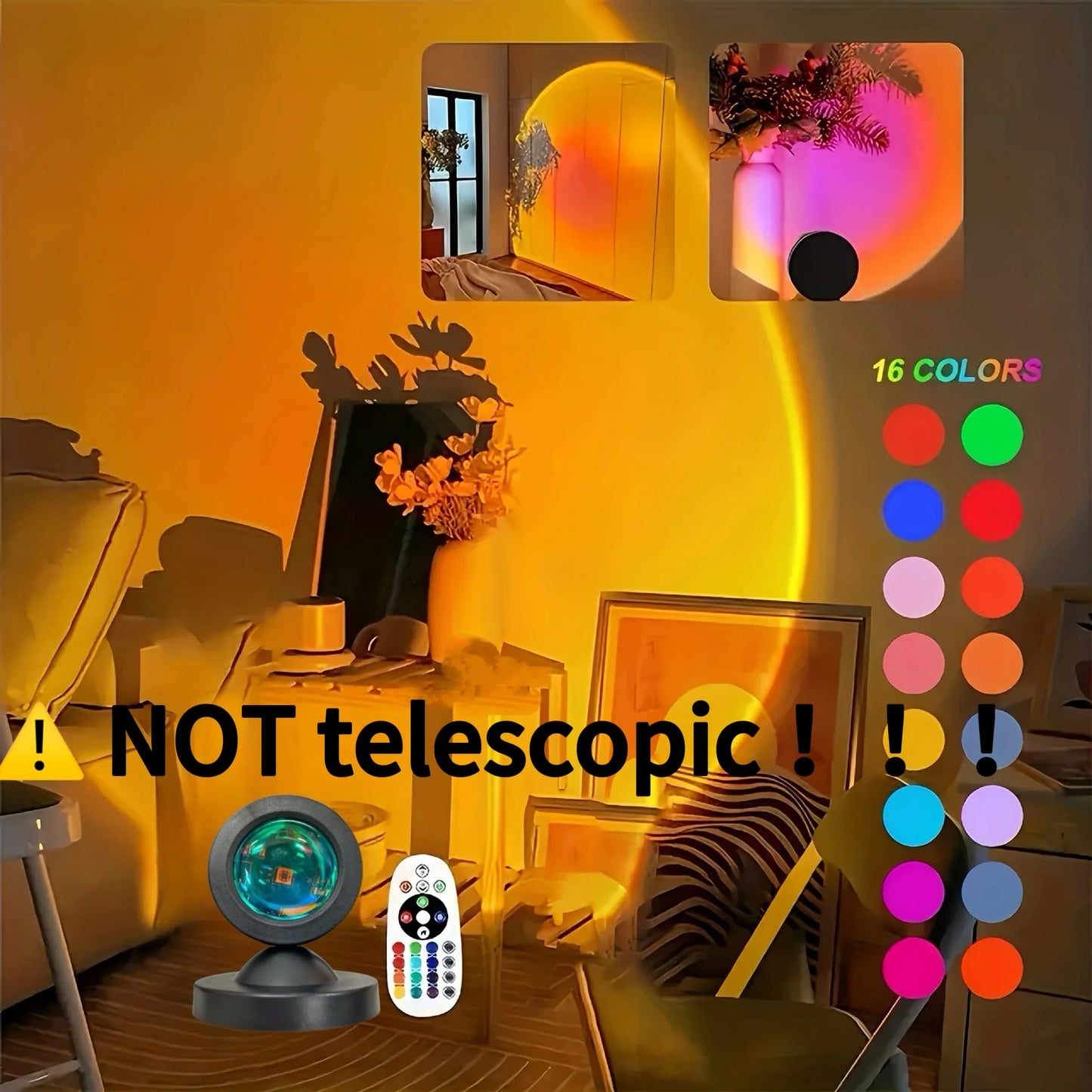 Vibrant Sunset Projection Light With 16 Color Spectrum USB Remote