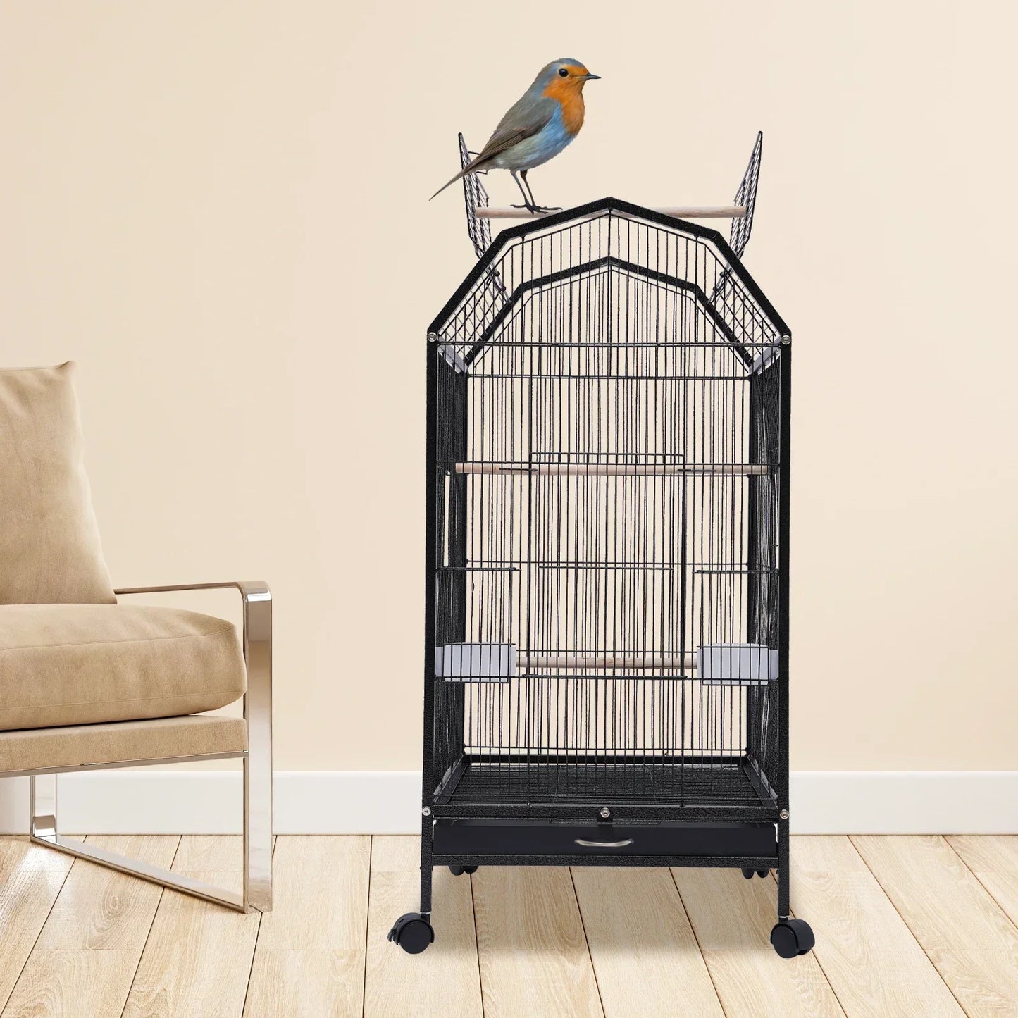 Large Iron Bird Cage For Parrots Finches Cockatoos Pet Birds
