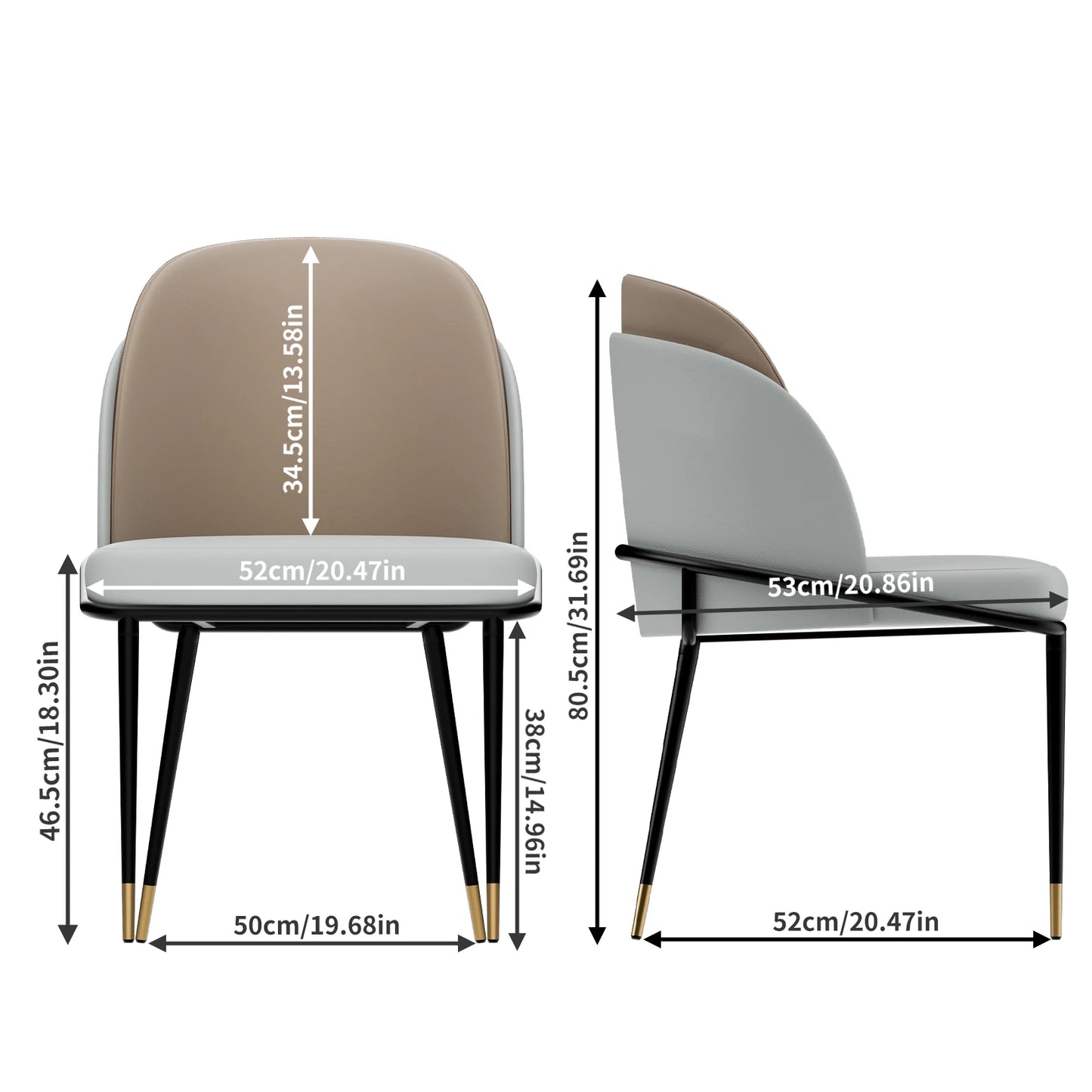 Set Of 2 Luxurious Microfiber Silicone Leather Dining Chairs