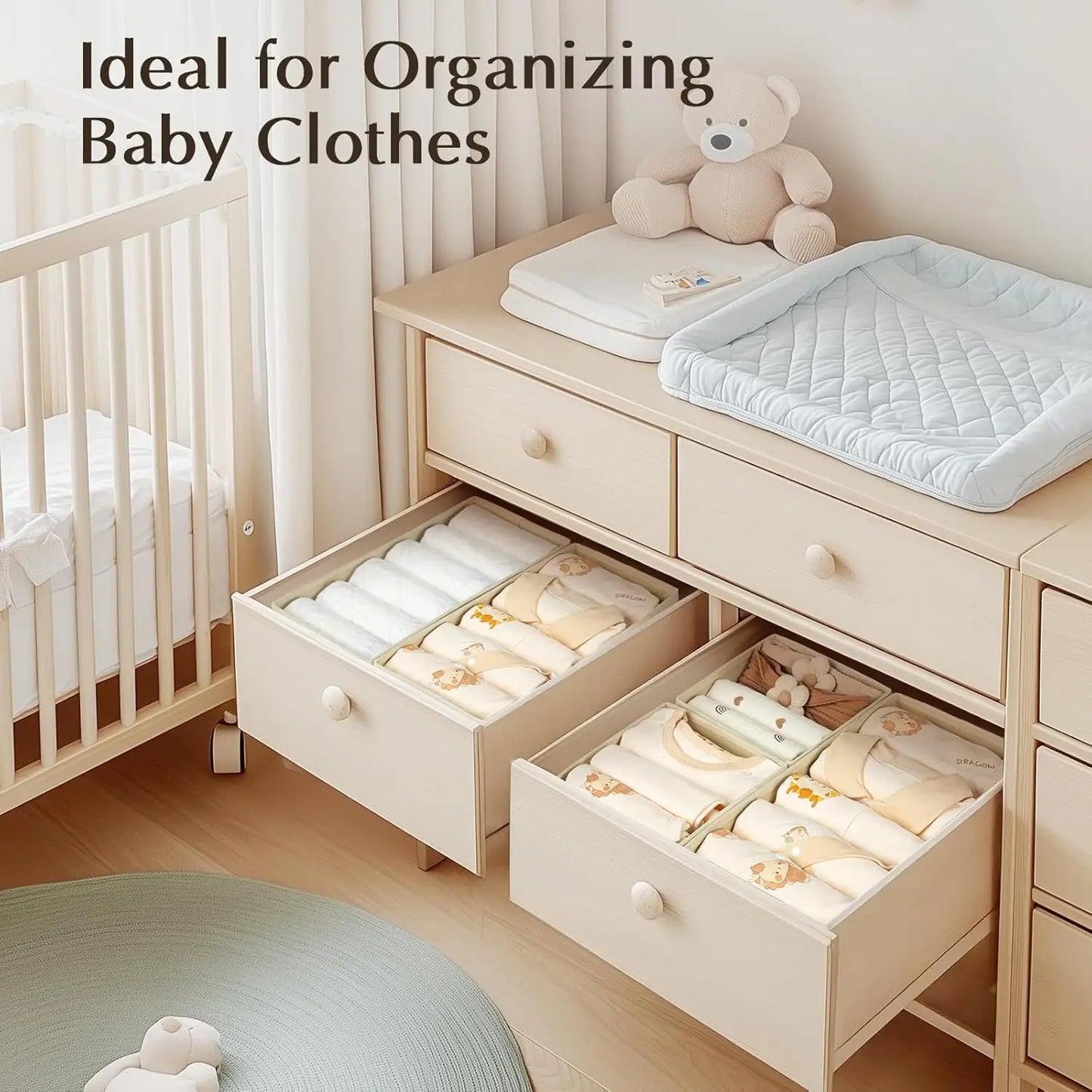 Drawer Organizer Bins For Clothing And Baby Clothes Dresser Storage