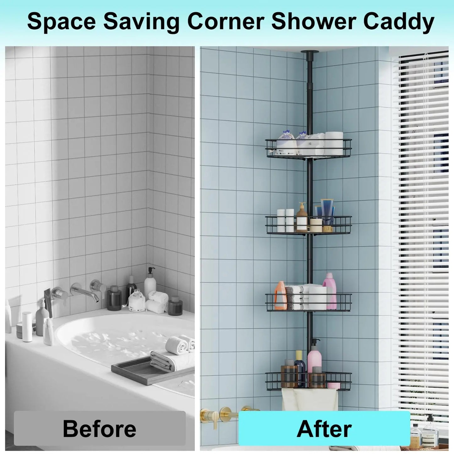 HiMISS Adjustable Bathroom Organizer Shelves With Built In Towel Bars