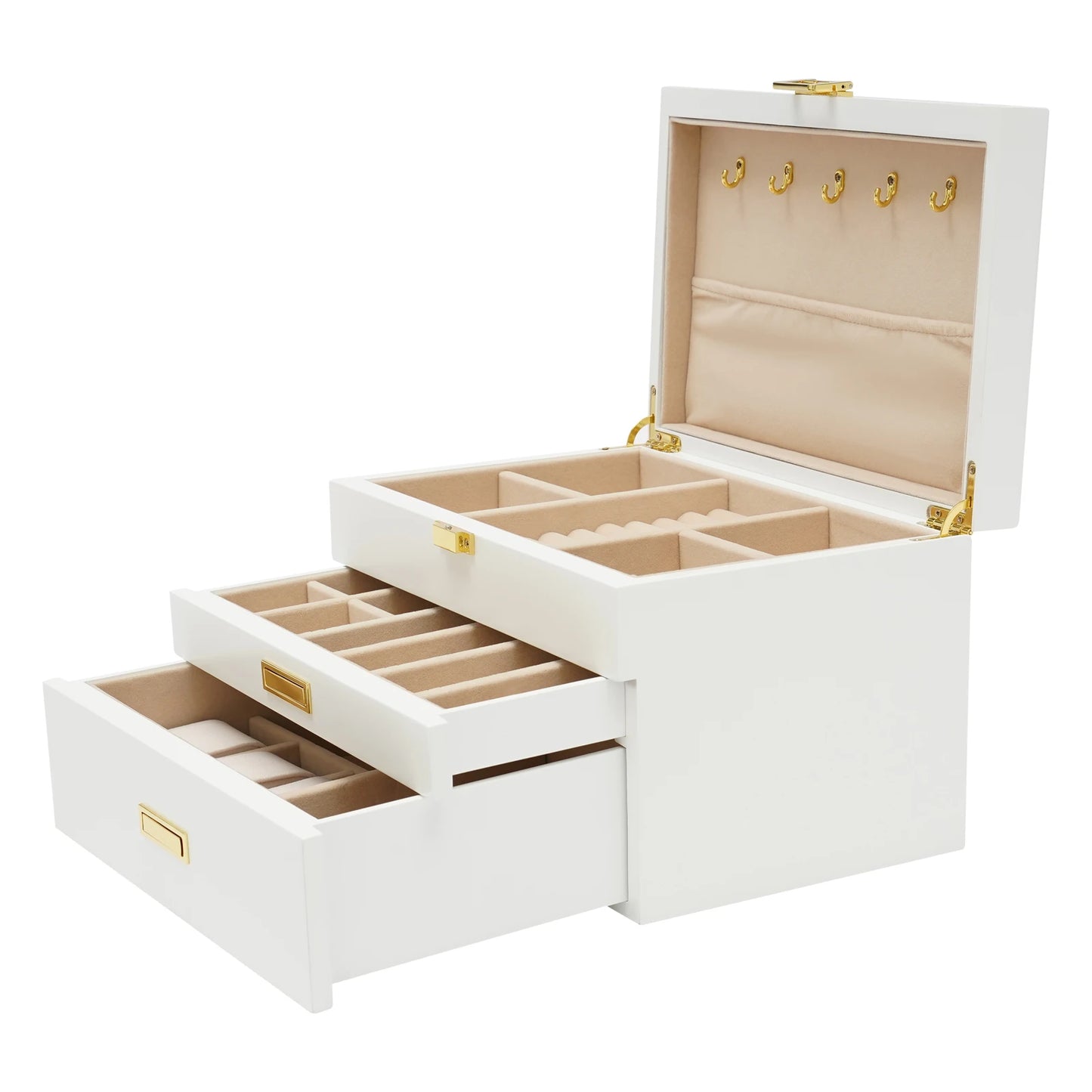 3 Tier Jewelry Box With Pull Out Drawers For Earrings