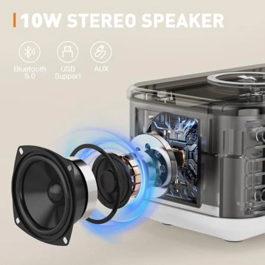 Wireless Charging Alarm Clock With Bluetooth Speaker And Night Light