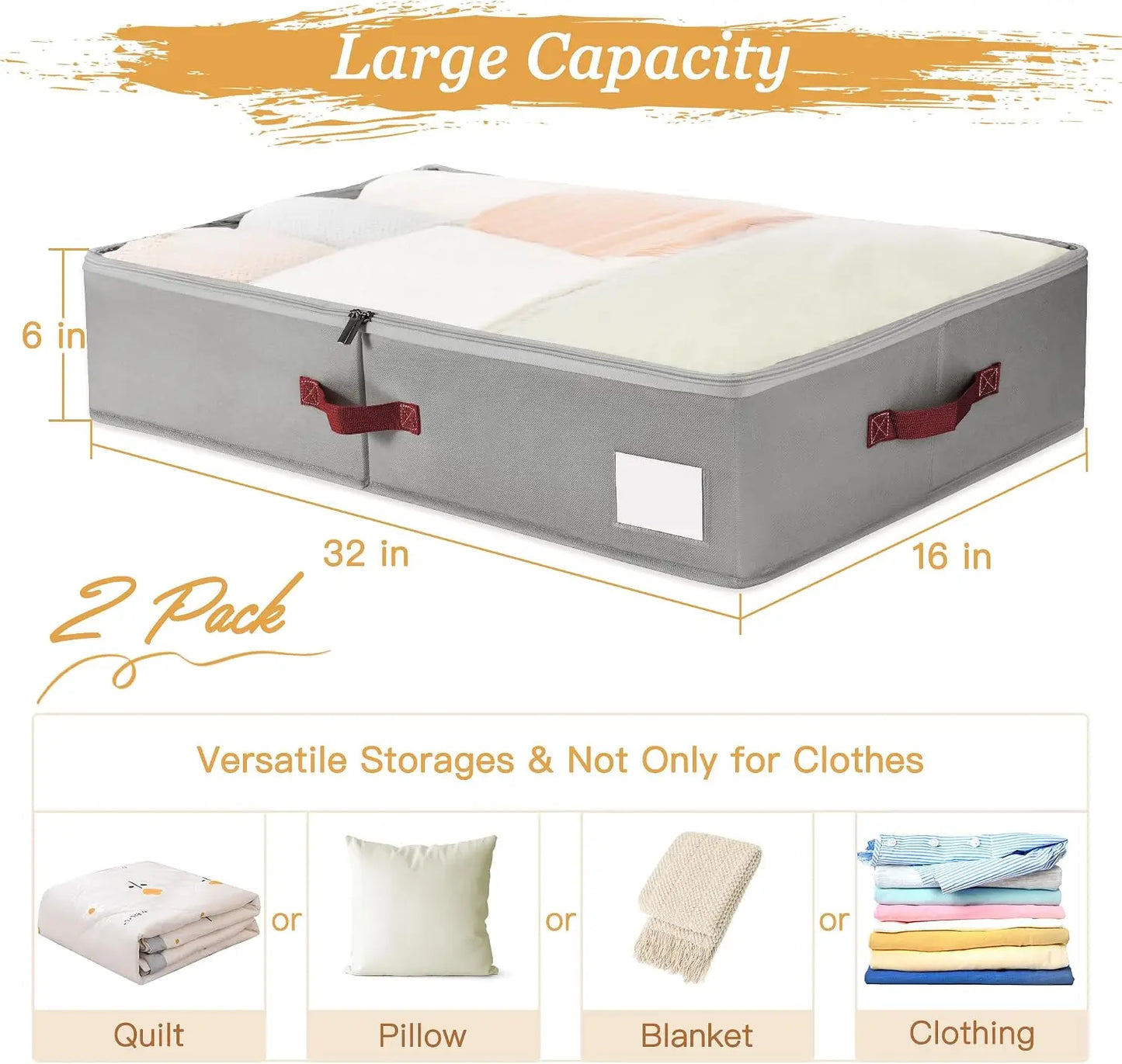 Under Bed Storage Bins With Clear Lids 2 Pack Organizers