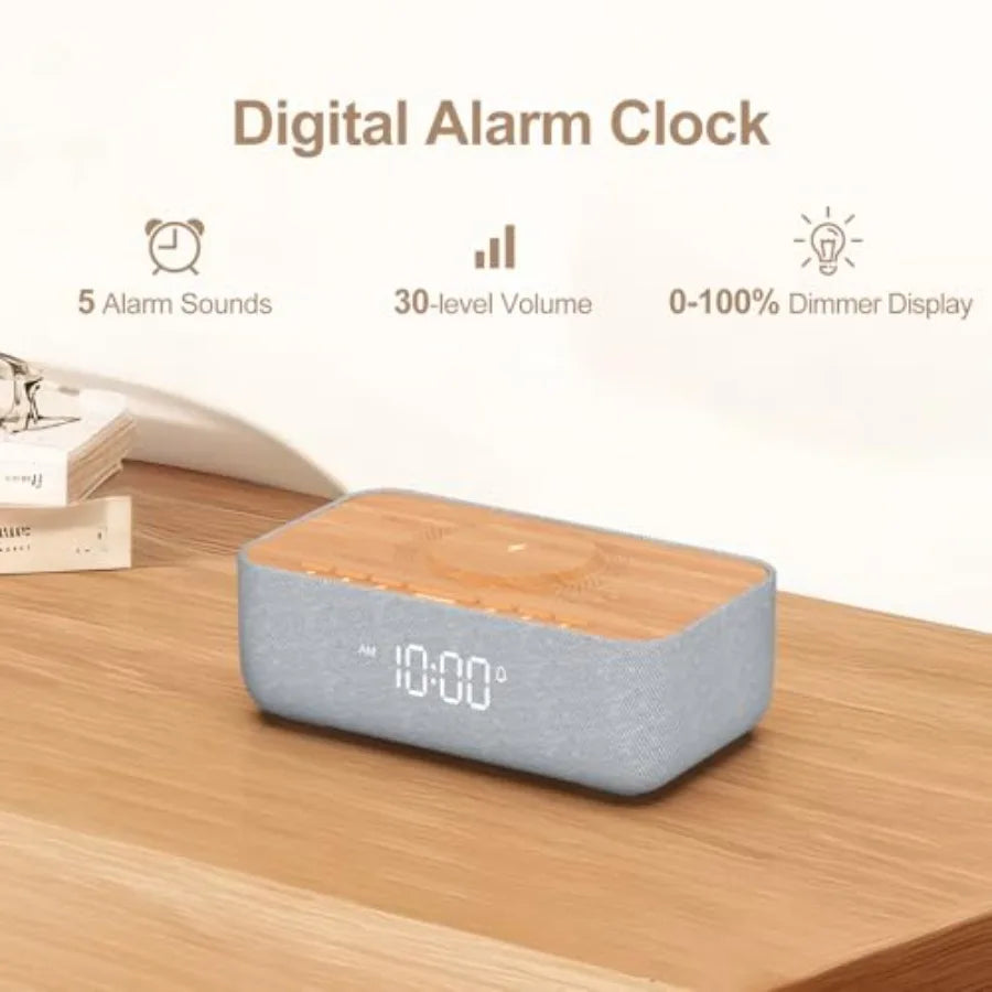 15W Magnetic Wireless Charging Alarm Clock With Noise Machine
