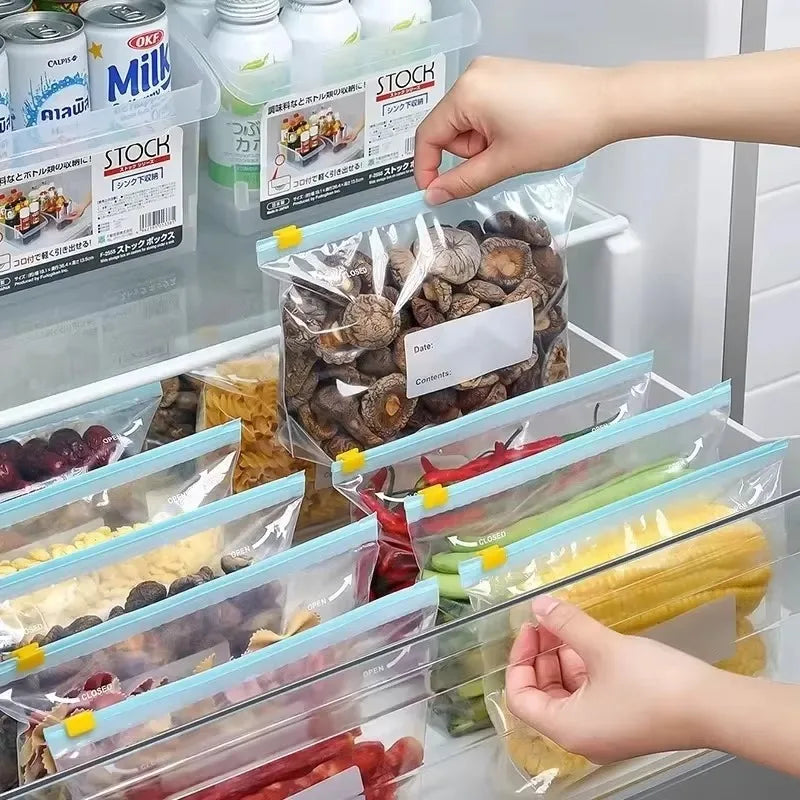 Reusable Zipper Bags Stand Up Freezer Storage Pouches Leakproof