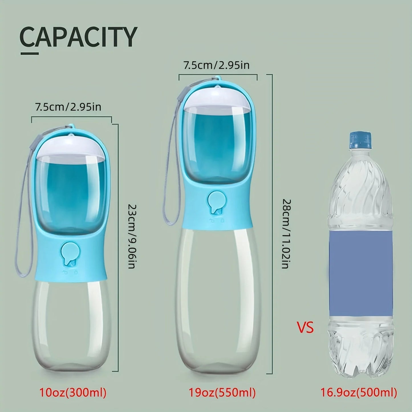 Portable Dog Cat Water Bottle With Food Container Leak Proof