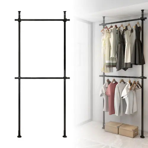 Garment Rack Storage Hanger Organizer For Ceiling And Floor Metal