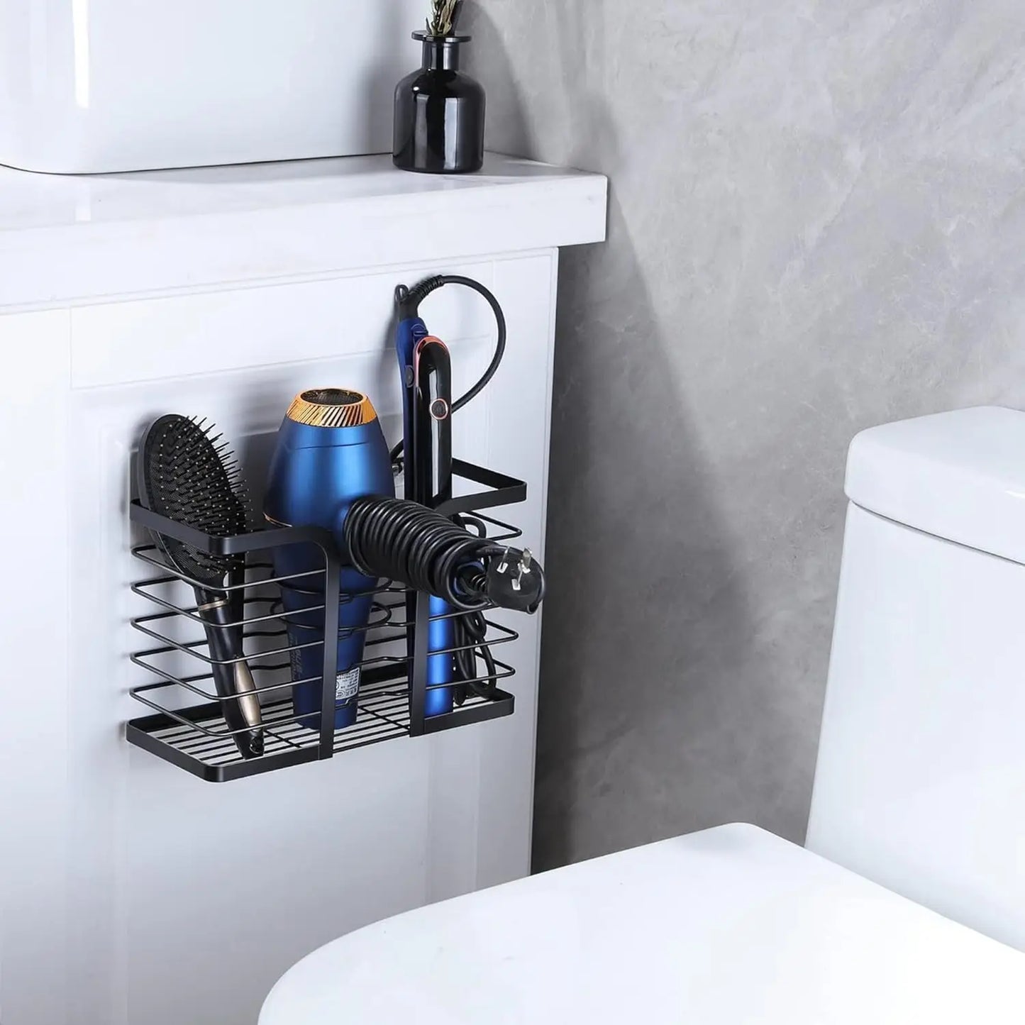 Metal Wire Hair Dryer Holder Wall Mount For Flat Iron And Tools