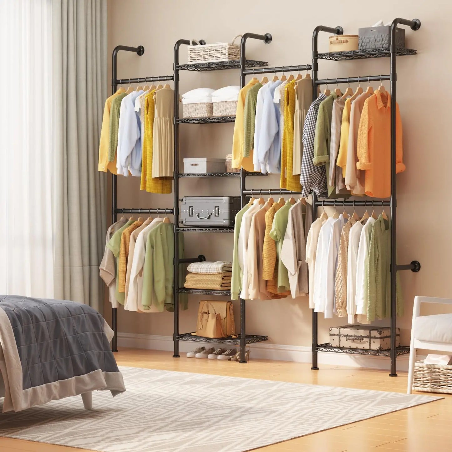Studyset Carbon Steel Wall Mounted Pipe Closet System With Expandable Rods