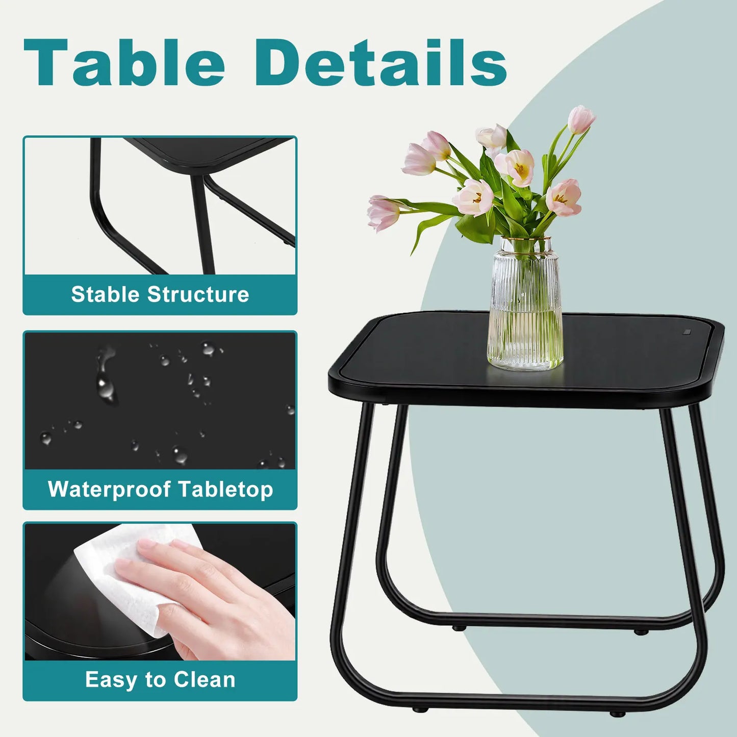 JHK 3-Piece Patio Furniture Set With Table Outdoor Mesh Back