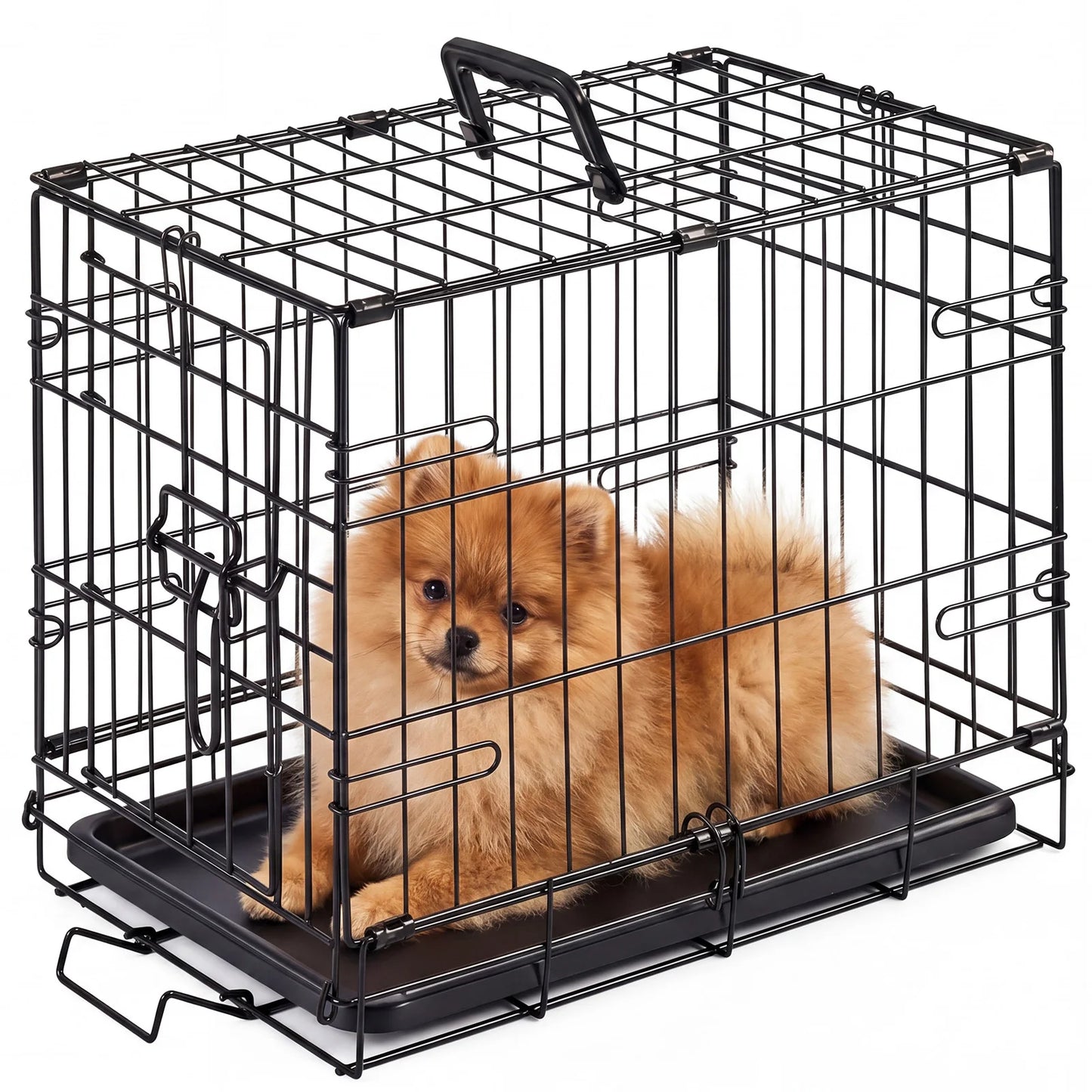 JHK Metal Dog Crate With Secure Lock Single Door Kennel