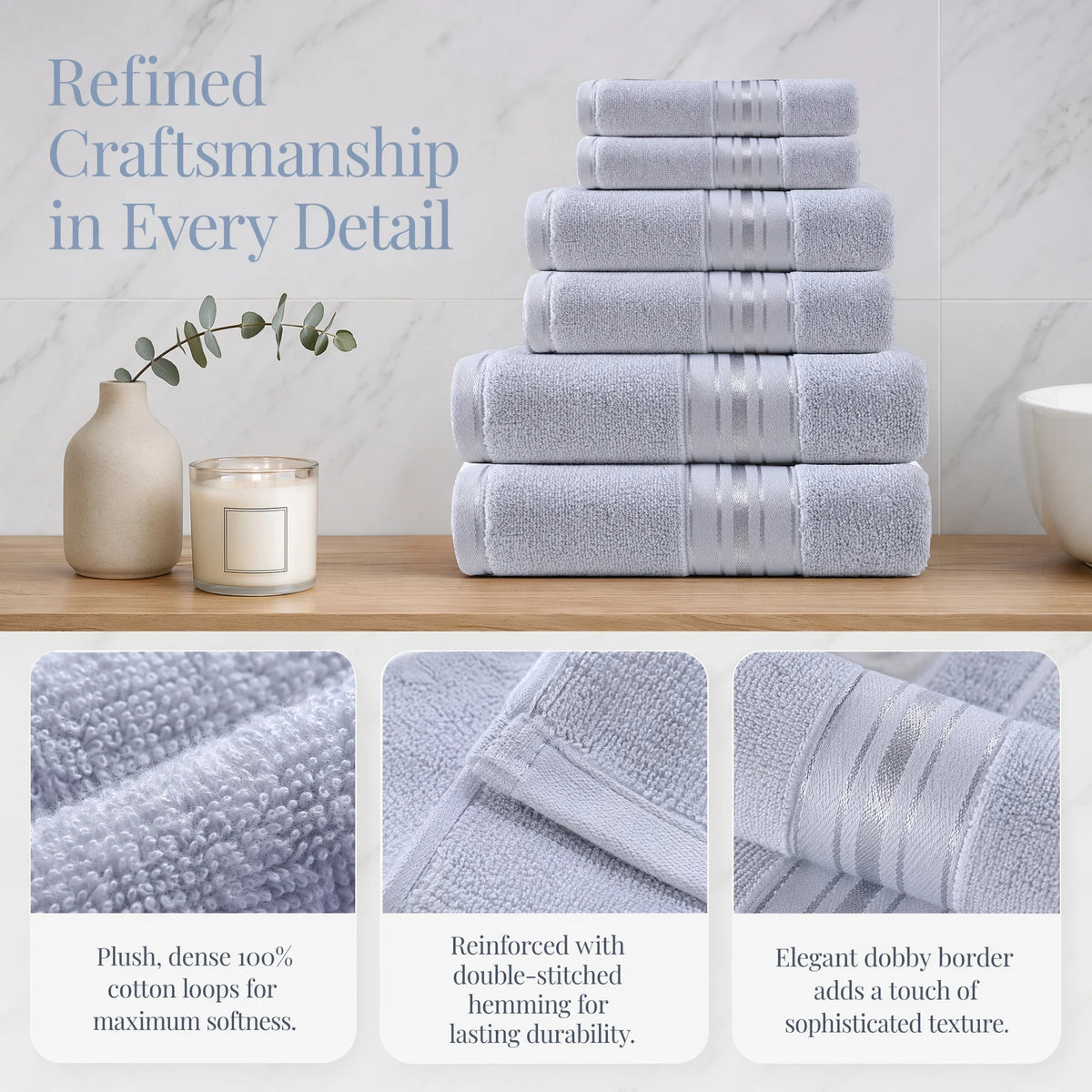 Luxury Turkish Cotton Towel Set With Bath Towels And Washcloths