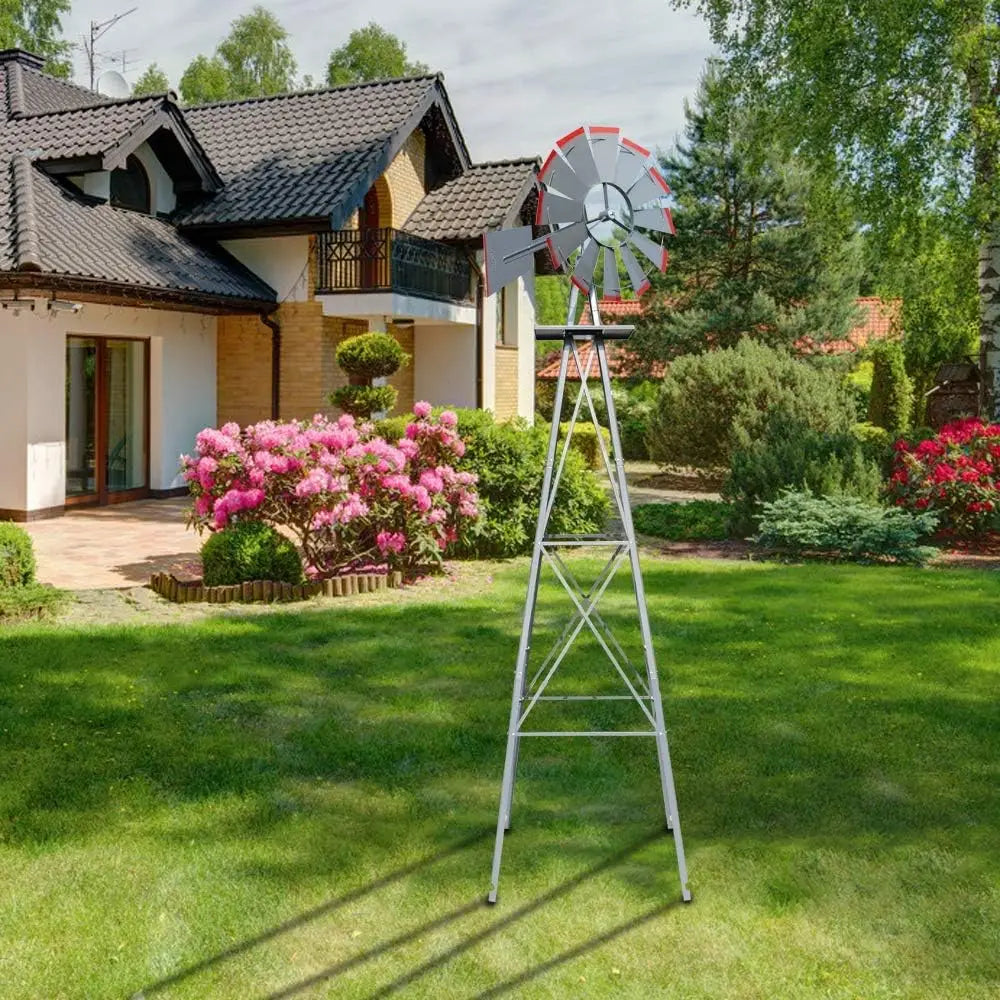 Ornamental Windmill Garden Weather Vane Heavy Duty Metal 4 Leg