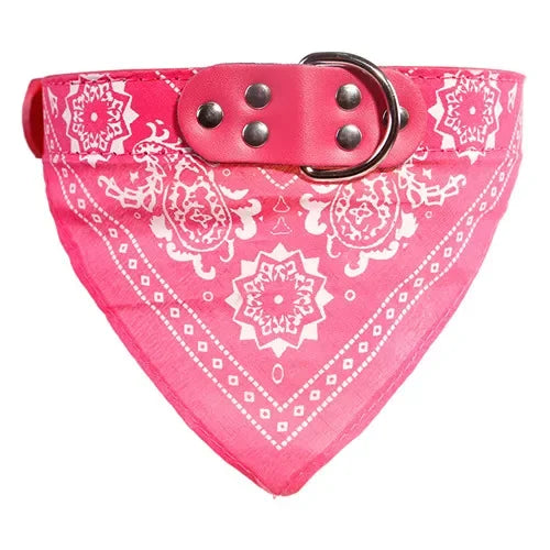 Leather Printed Adjustable Dog Bandana Collar For Pets