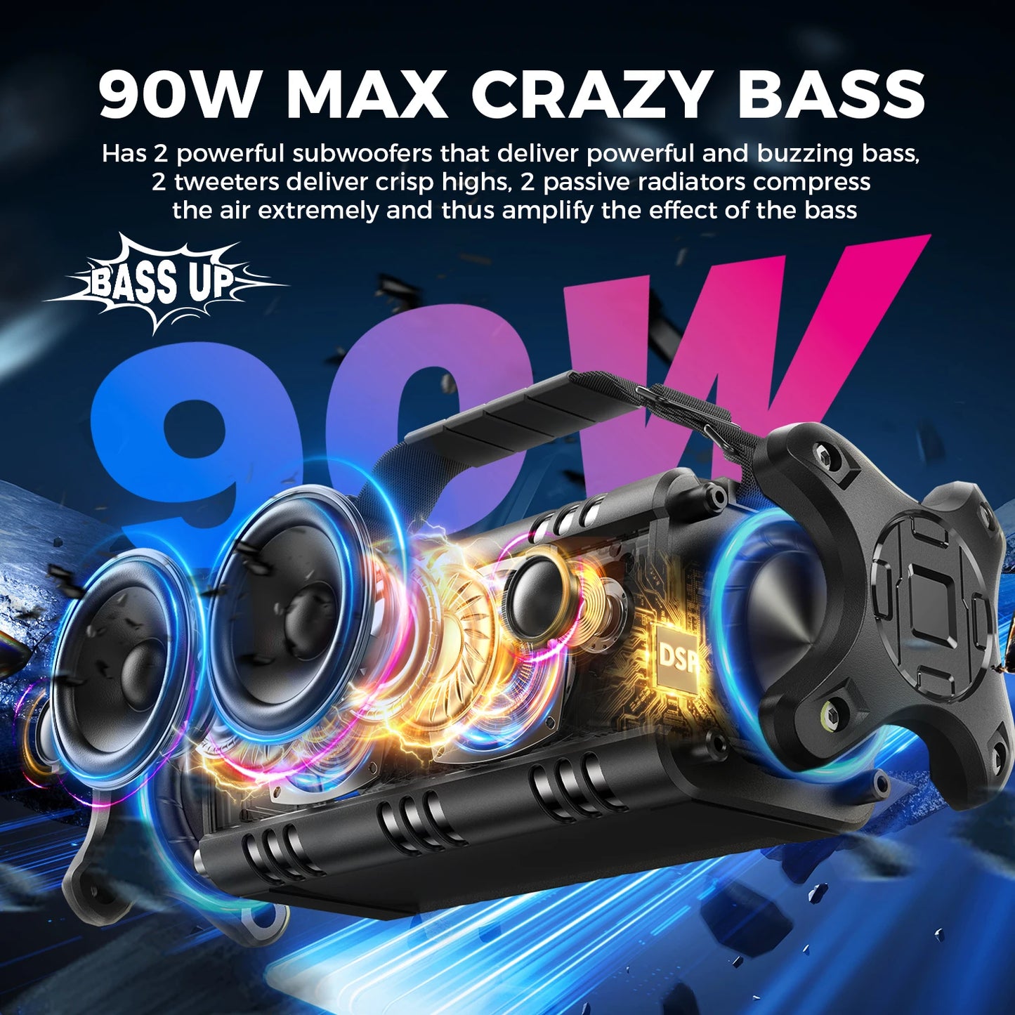 W-King D8 Bluetooth Speaker 50W RMS IPX6 Waterproof
