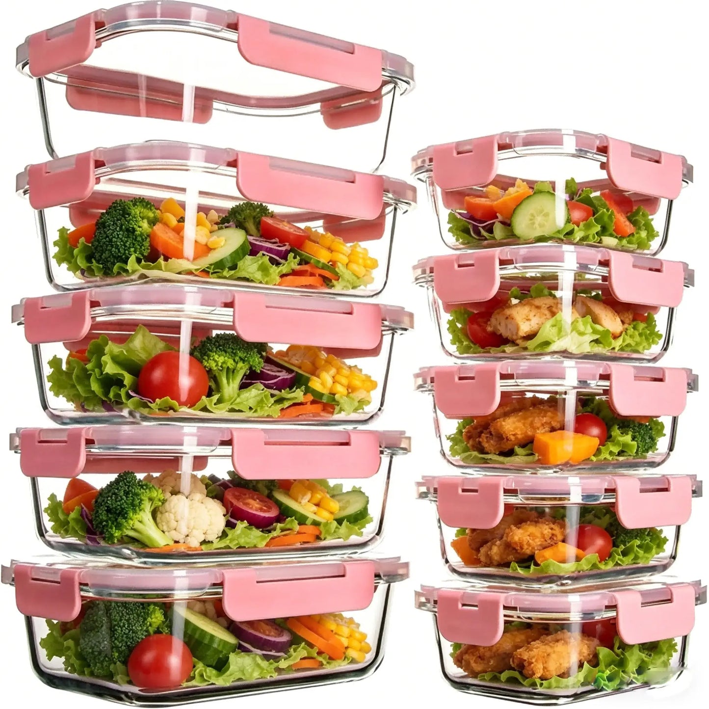 Glass Meal Prep Containers 10 Pack With Lids Airtight