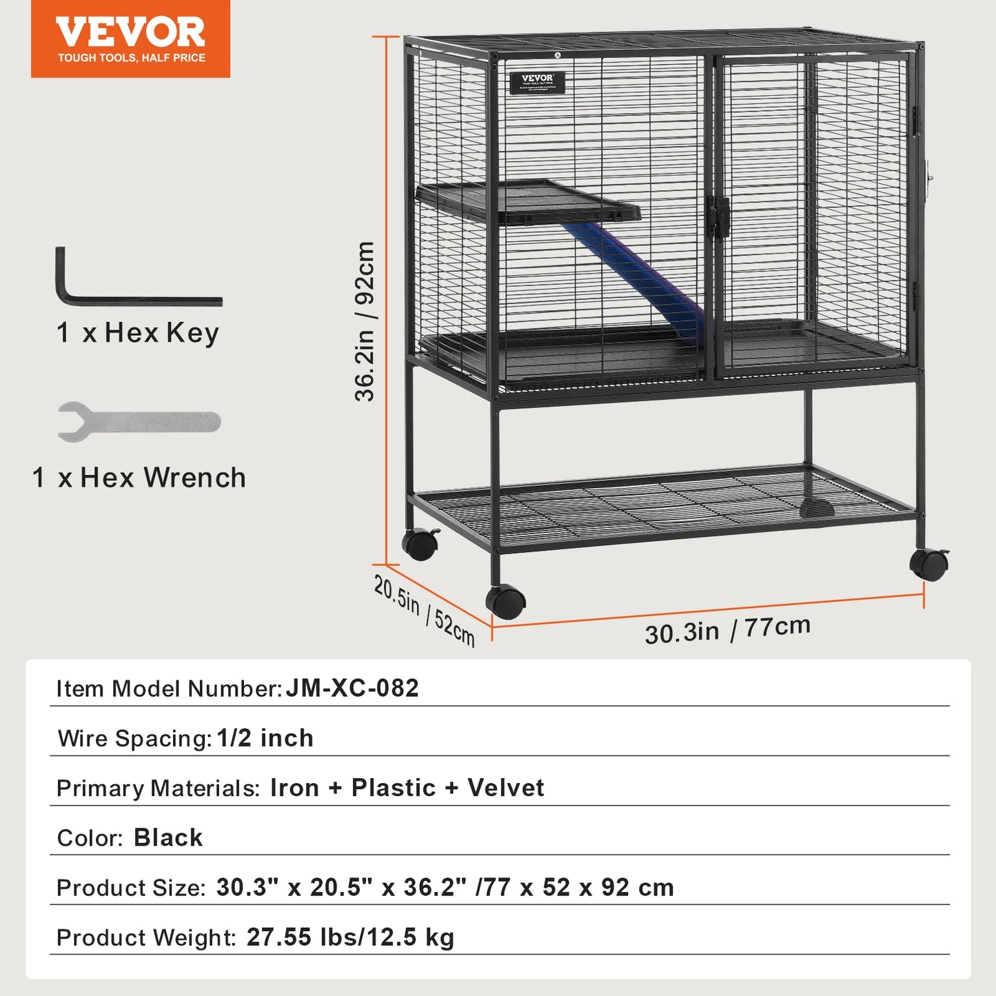 SucceBuy 4-Tier Rolling Metal Ferret Cage for Small Animals