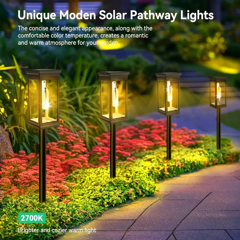 FAMCDC Solar Pathway Lights Outdoor Auto On Off Dusk LED