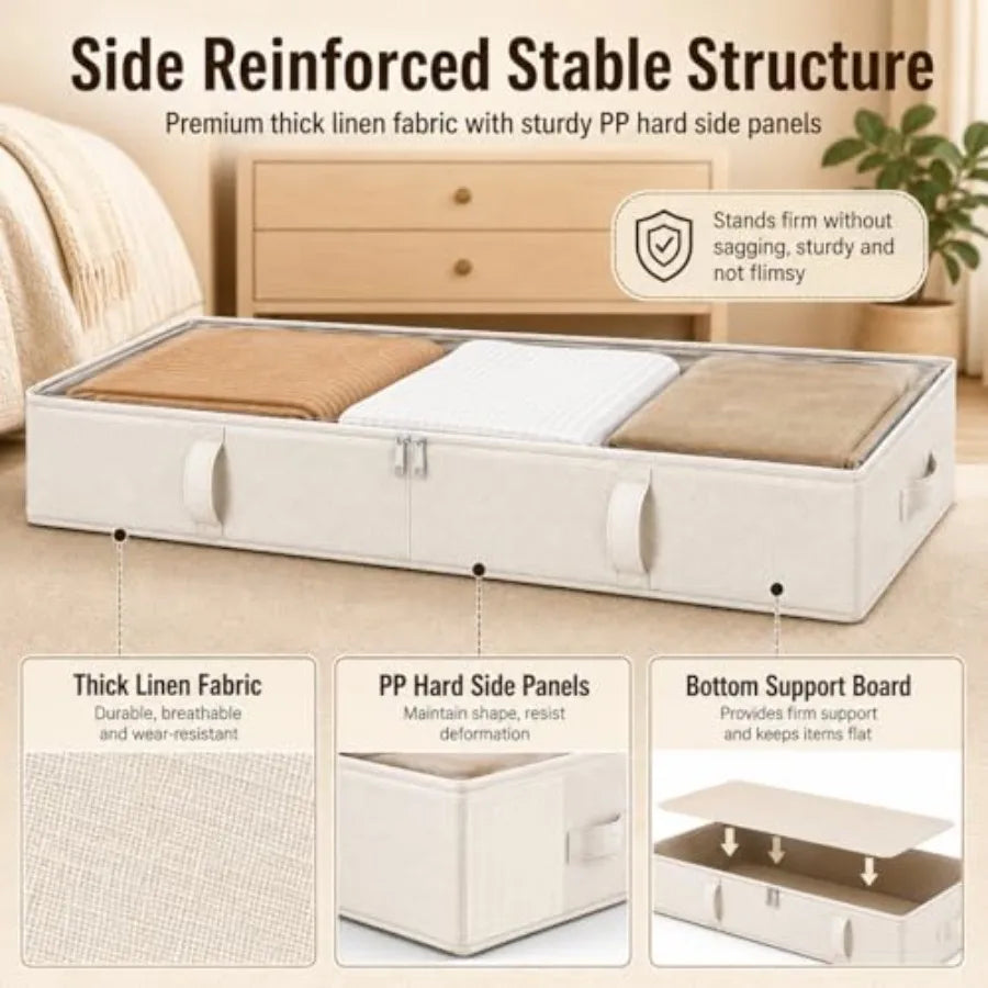 Side-Supported Under Bed Storage Containers With Sturdy Handles