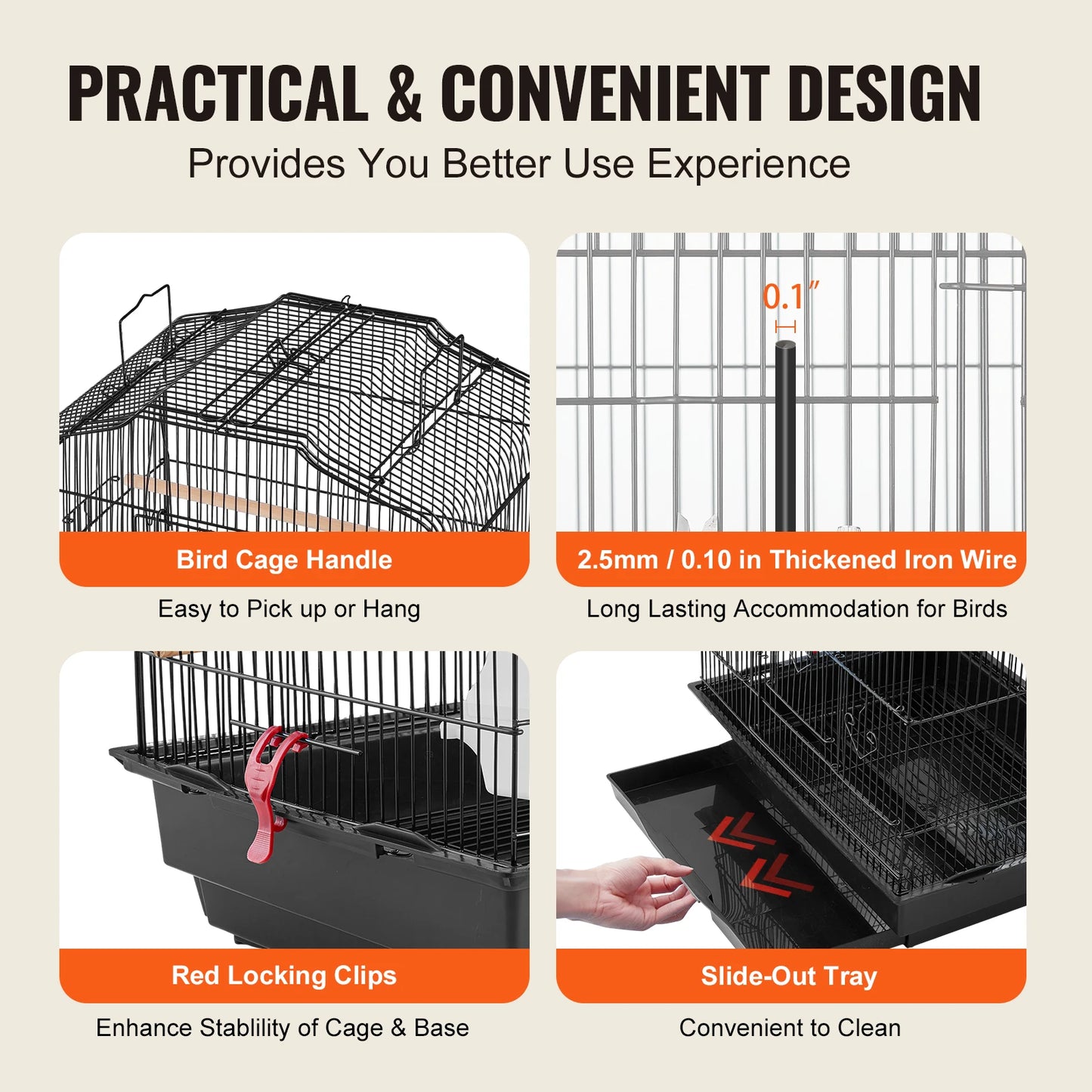 SucceBuy Open Top Parrot Bird Cage With Swing For Travel