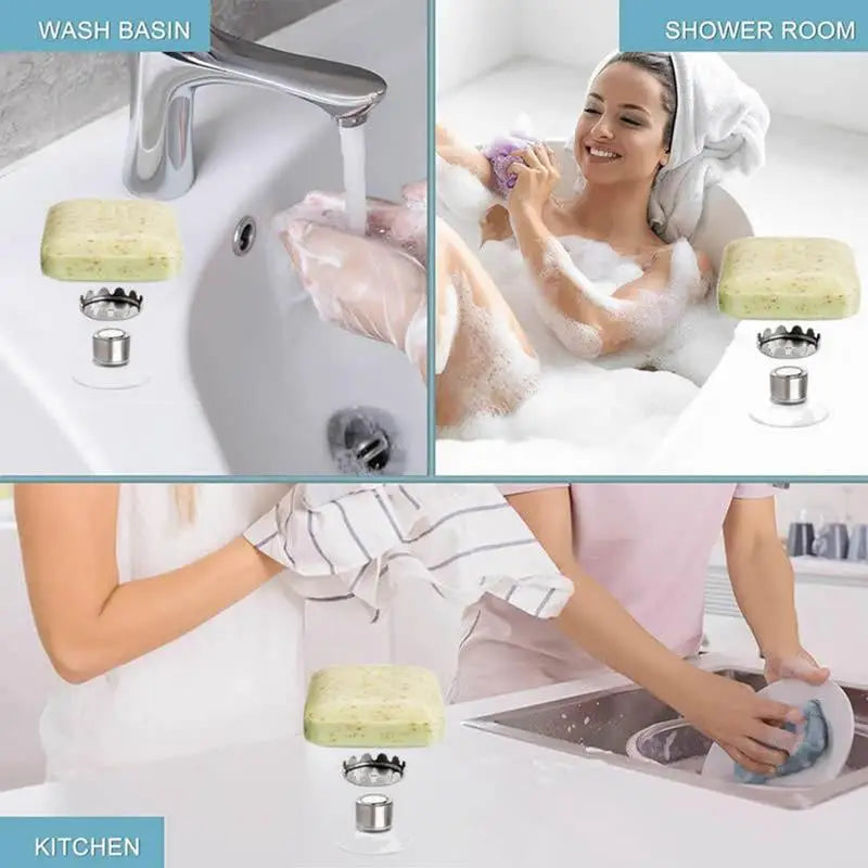 Suction Cup Soap Rack With Magnet Wall Mount For Bathroom