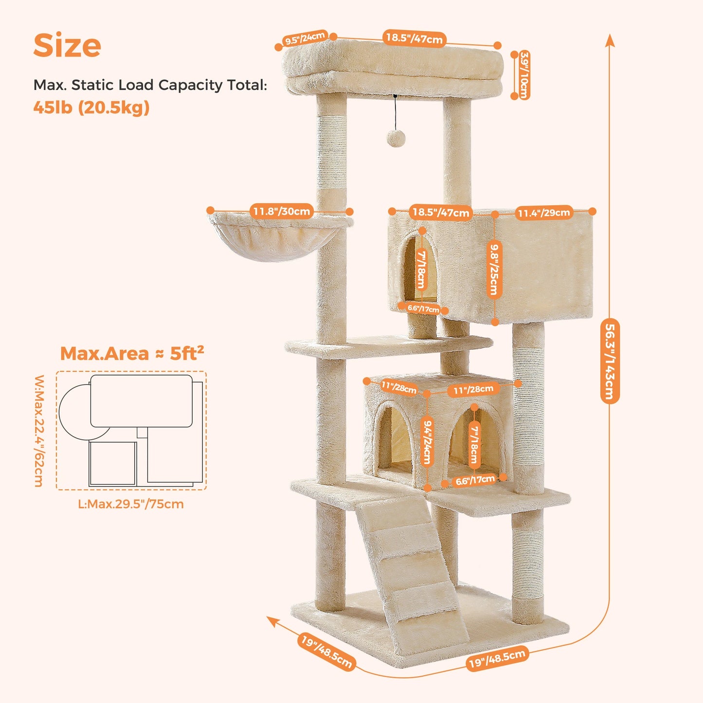 PAWZ Road Cat Tree With Toy Tower Plush Perch Scratching Posts