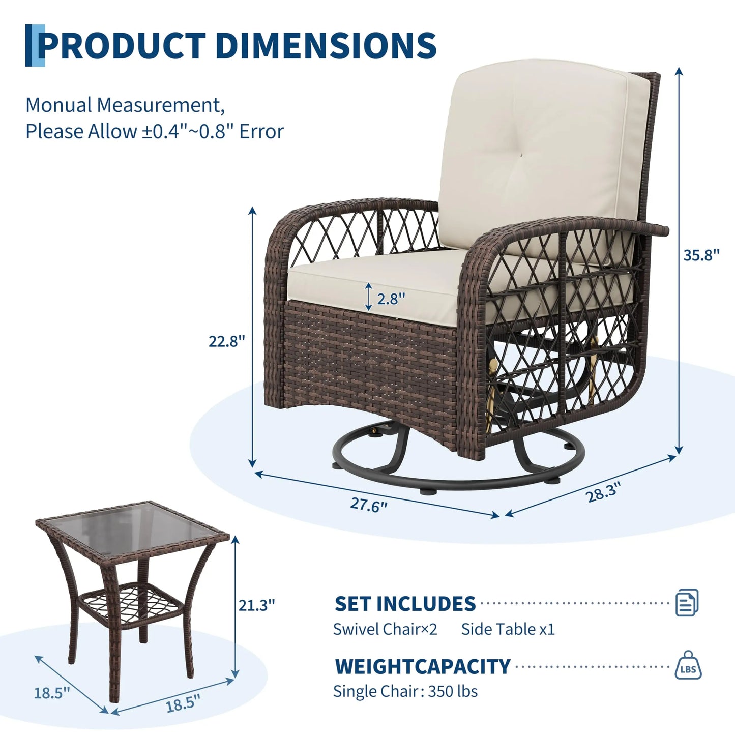 HobbyLane Outdoor Wicker Conversation Set 3 Piece Patio Furniture