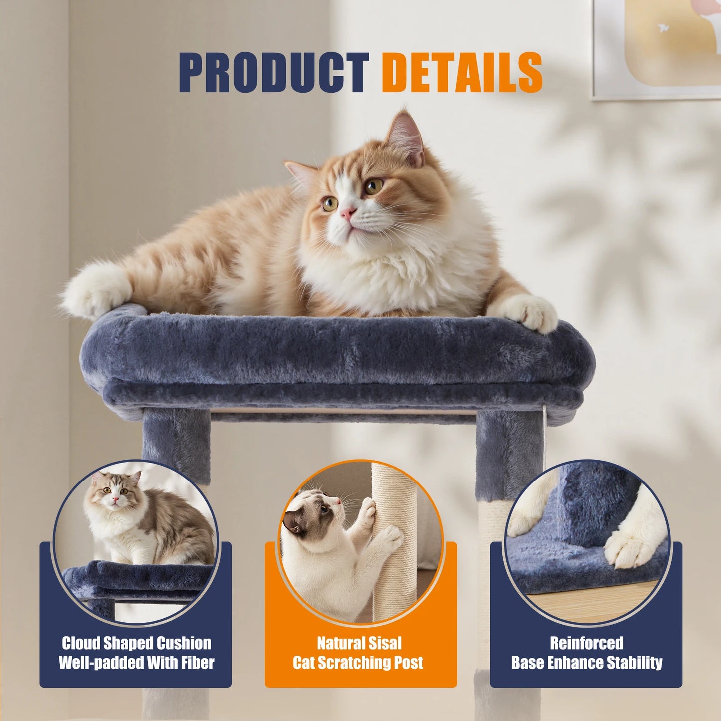 MCQ Cat Tree Tower Multi-Level Sisal Scratching Posts With Condo