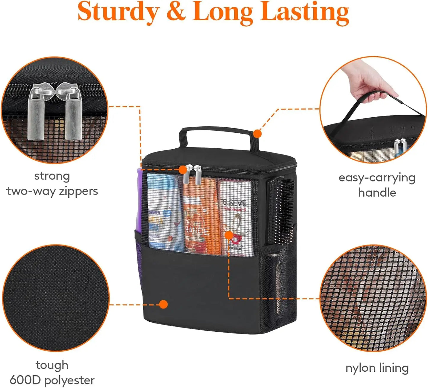 Shower Bag Mesh Caddy Portable Dorm Tote for Gym Travel