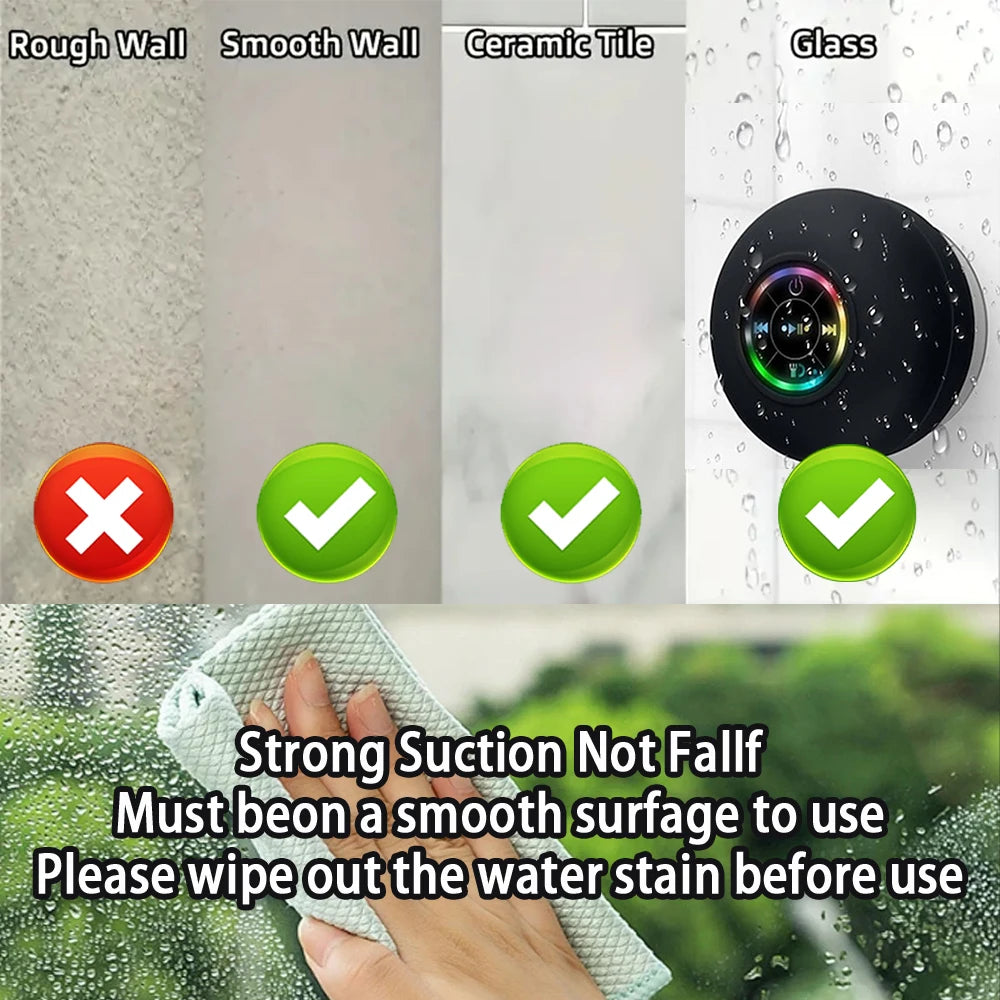 Fomscvka Portable Bluetooth Speaker With LED Light IPX4 Waterproof