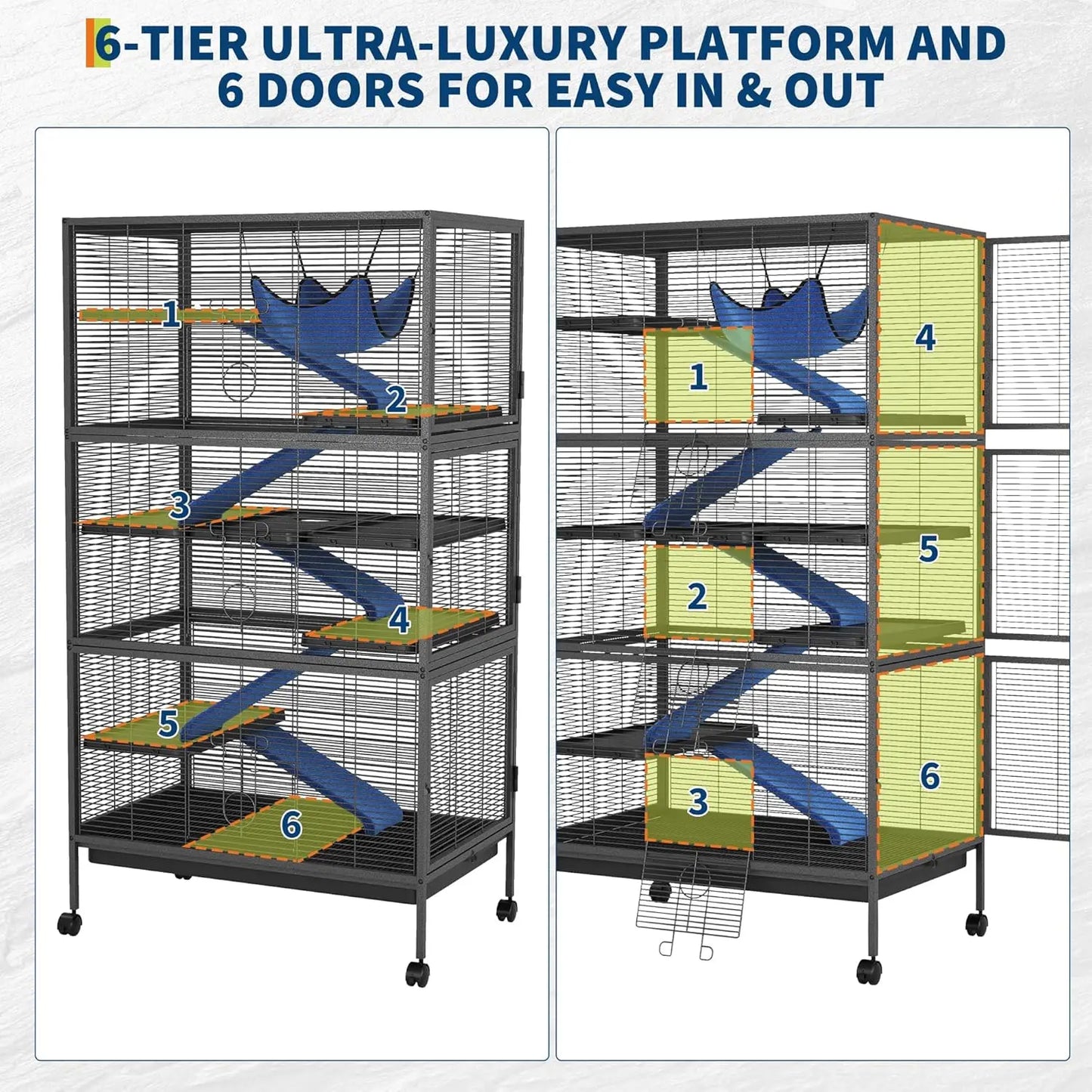 Multi Level Bird Cage With Rolling Stand For Parrots And Small Pets