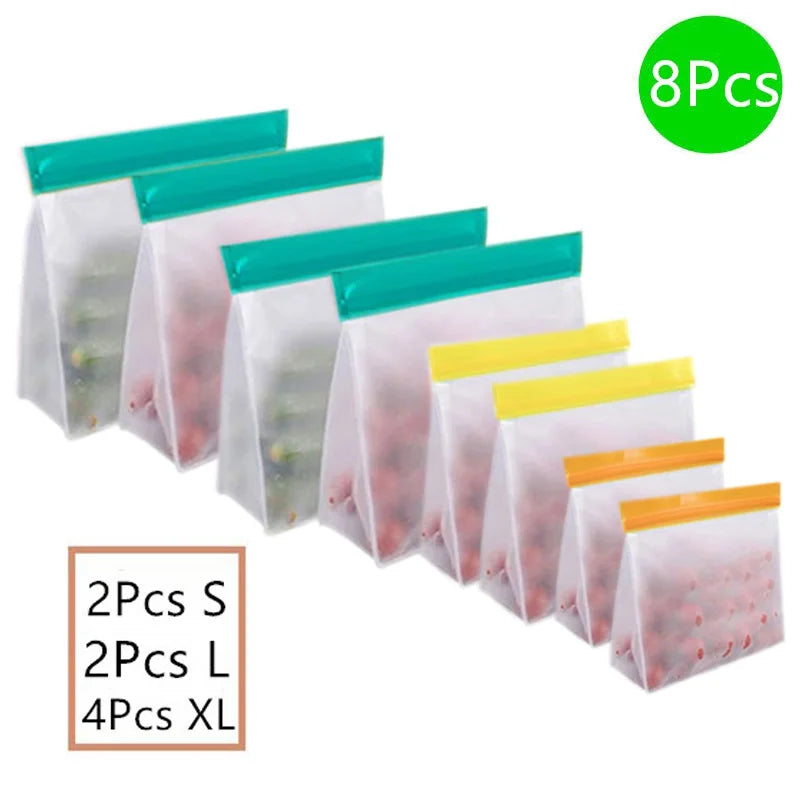 Reusable Silicone Food Storage Bag Stand Up Leakproof Freezer