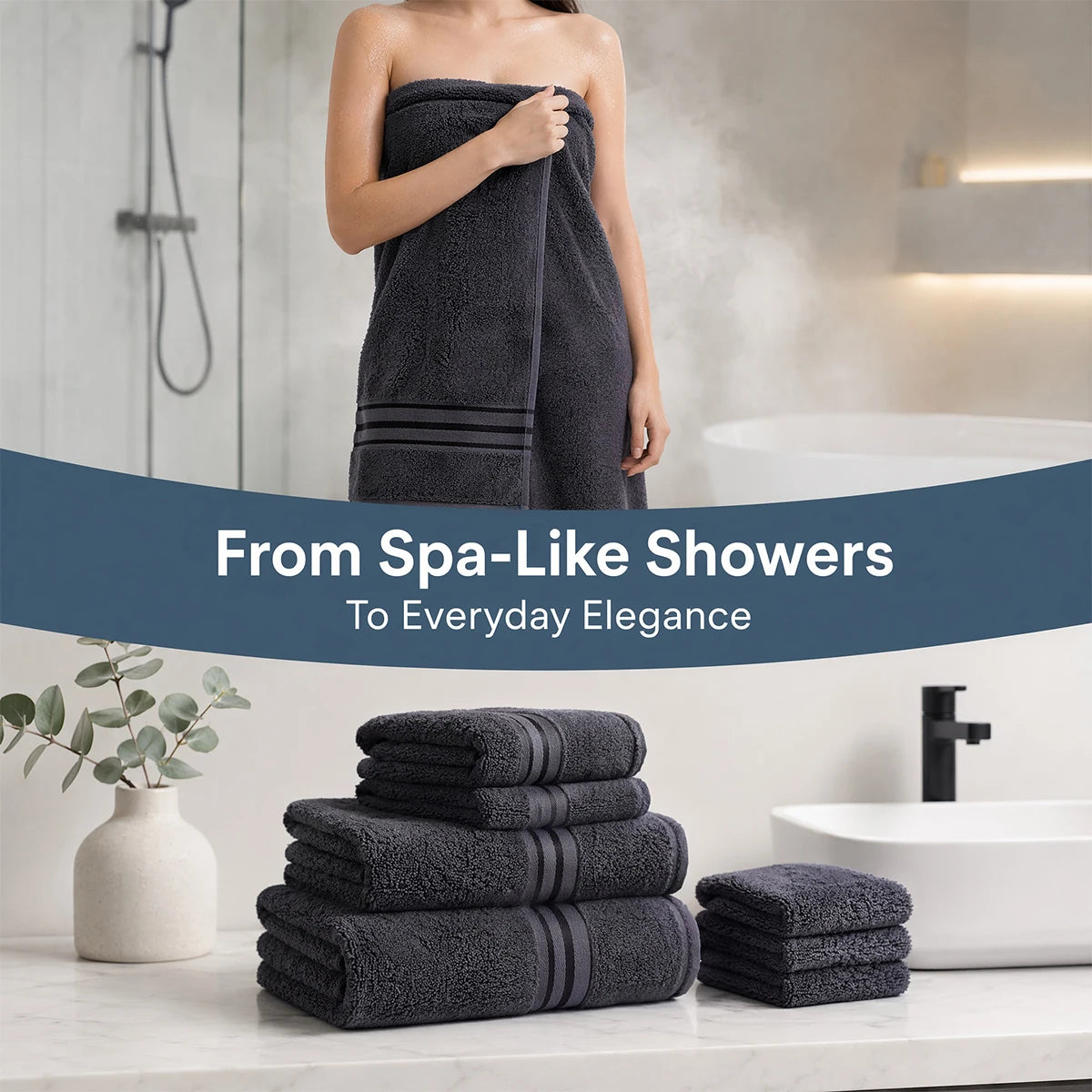 8 Piece Luxury Towel Set 100 Percent Cotton Towels Washcloths